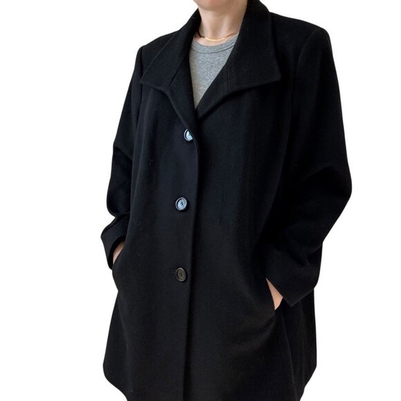 Loro Piana Jackets & Blazers - Vintage Loro Piana Fabric Womens Black 100% Wool Winter Pea Coat Jacket Sz 20